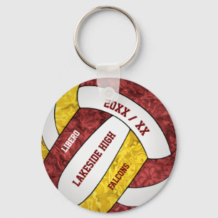 maroon gold school spirit girly volleyball key ring