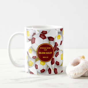 Maroon gold soccer team colours coach name coffee mug