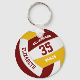 maroon gold sports team colours volleyball key ring