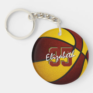 maroon gold team colours girls boys basketball key ring