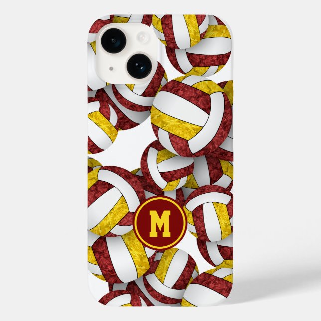 Maroon gold team colours girly volleyballs Case-Mate iPhone case (Back)