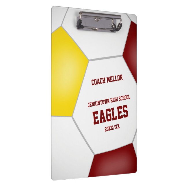Maroon gold team colours kids soccer coach  clipboard (Right)