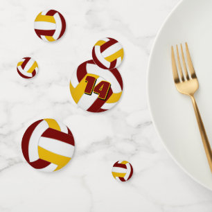 maroon gold team colours kids volleyball party confetti
