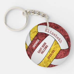 maroon gold team colours personalised volleyball key ring