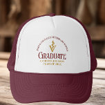 Maroon Gold Veterinary School Graduation Custom Trucker Hat<br><div class="desc">This maroon and gold custom veterinary school graduation hat gift features modern typography for a class of 2024 graduate. Customise with your graduating year under the medical caduceus for a great personalised keepsake for a graduating veterinarian.</div>