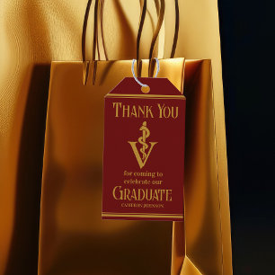 Maroon Gold Veterinary School Graduation Party Gift Tags