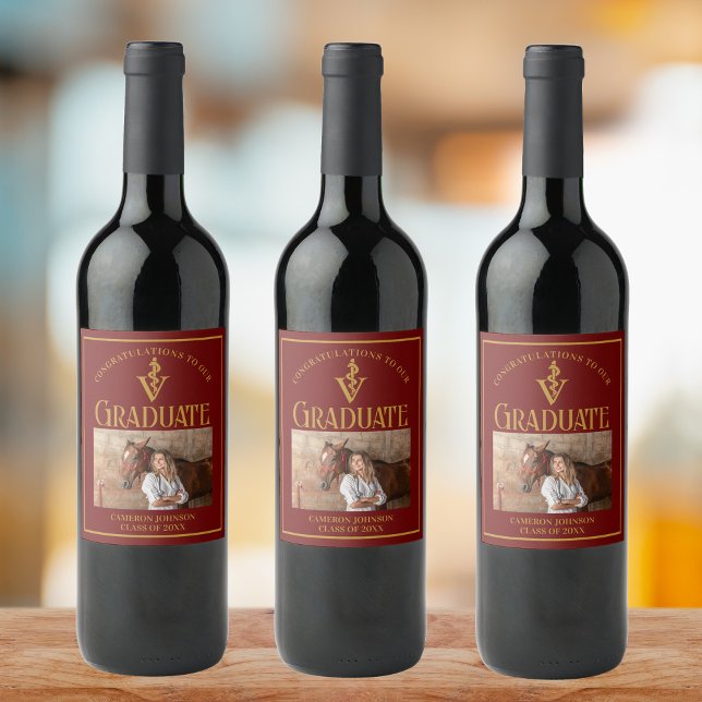 Maroon Gold Veterinary School Graduation Party Wine Label (Creator Uploaded)