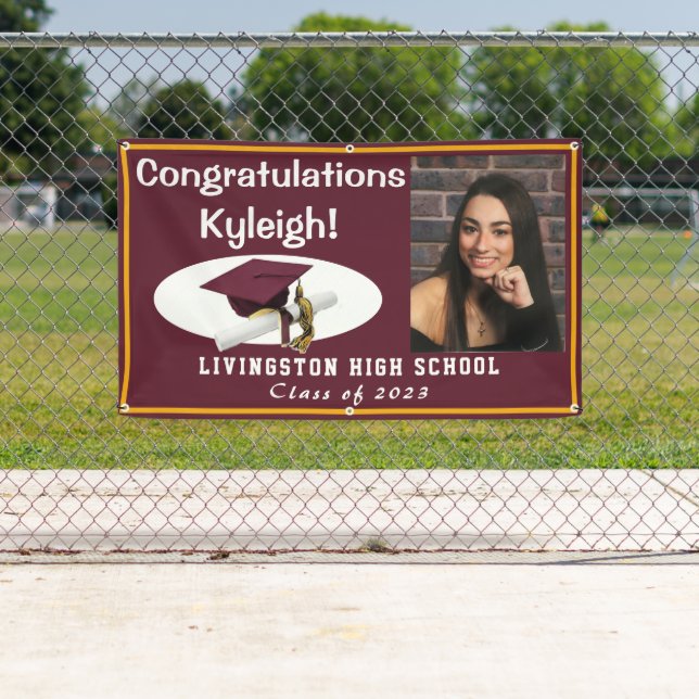 Maroon & Gold Vinyl Graduation Photo Banner (Insitu)