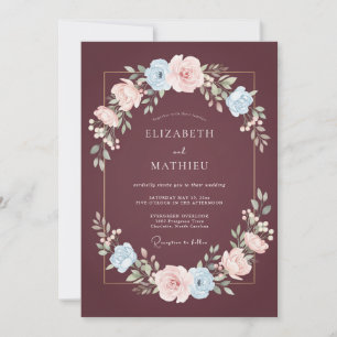 Maroon Graceful Winter Wedding Invitation