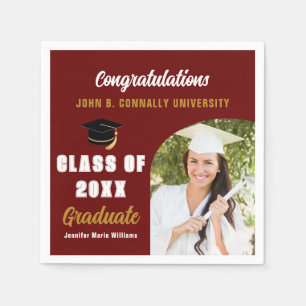 Maroon Graduate Photo Arch 2024 Graduation Party Napkin