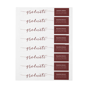 Maroon Graduate Script Modern Wrap Around Label