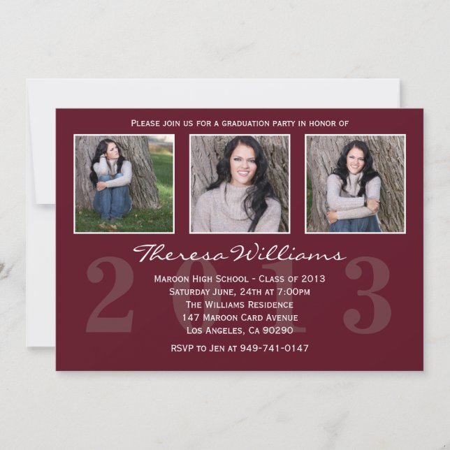 Maroon Graduation Announcement (Front)