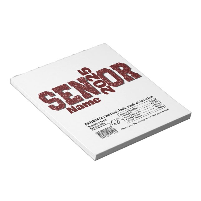 Maroon Graduation Candy Bar Wraps Party Favour Notepad (Angled)
