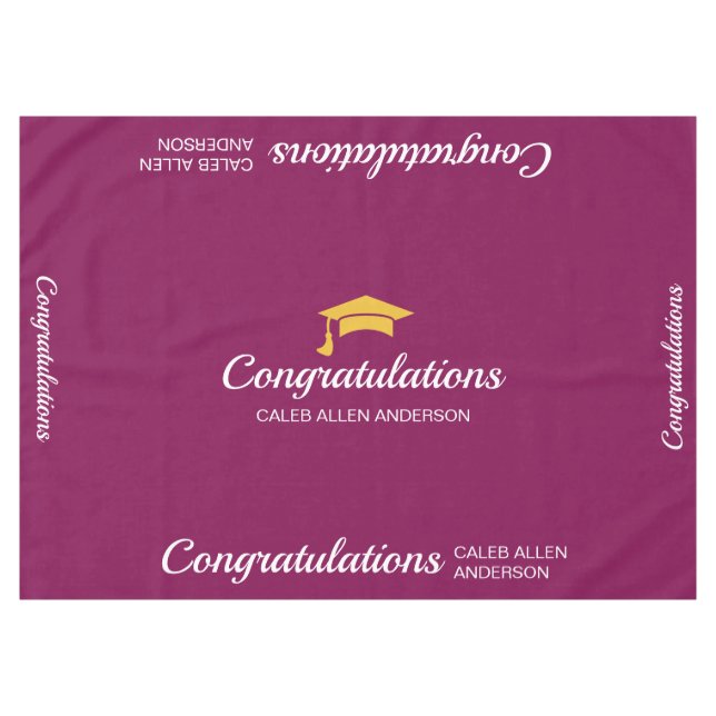 Maroon Graduation Cap Tablecloth (Front (Horizontal))