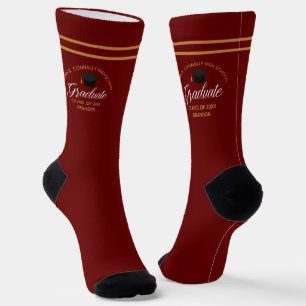 Maroon Graduation Custom 2026 Graduate Socks