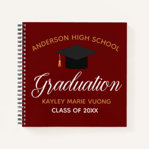 Maroon Graduation Party Autograph Keepsake Guest Notebook