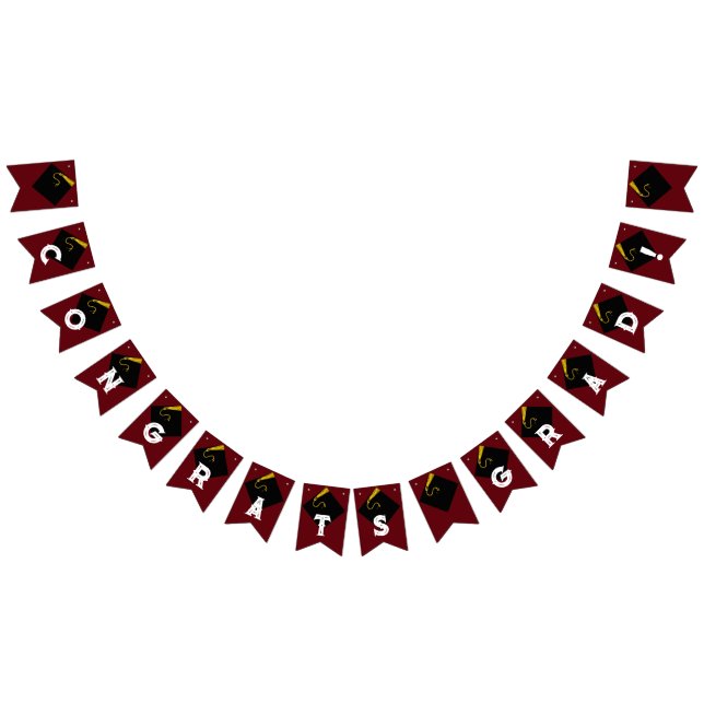 Maroon Graduation Party Congrats Decoration Bunting (All)