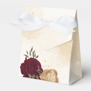 Maroon green beige gold botanical wedding favour box