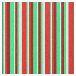 Maroon, Green, White & Red Coloured Stripes Fabric