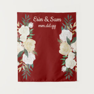 Maroon Greenery Wedding Prop Photo Booth Backdrop Tapestry
