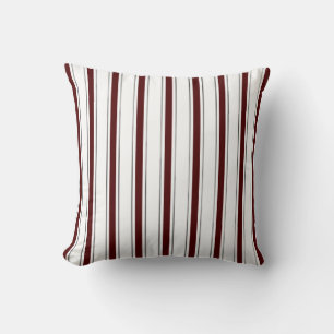 Maroon, Grey, and White Striped Pillow