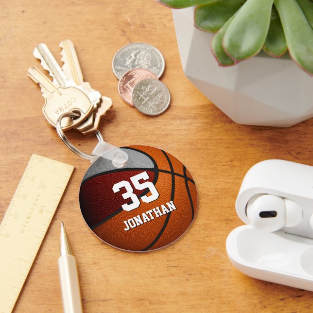 maroon grey basketball sports team gifts key ring (Desk)