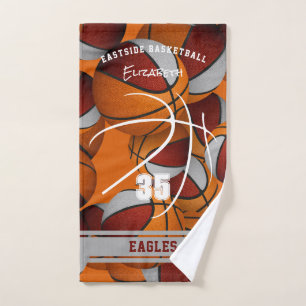 maroon grey basketball team colours athlete name hand towel