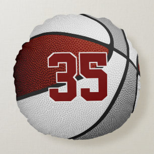 maroon grey basketball team colours sports decor round cushion