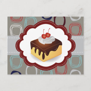Maroon/Grey Cake with Cherries Postcard