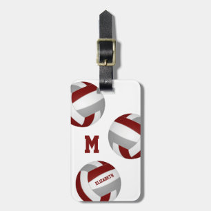 maroon grey girls boys volleyball travel luggage tag