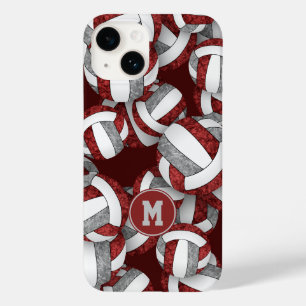 Maroon grey girls volleyballs pattern gifts Case-Mate iPhone 14 case