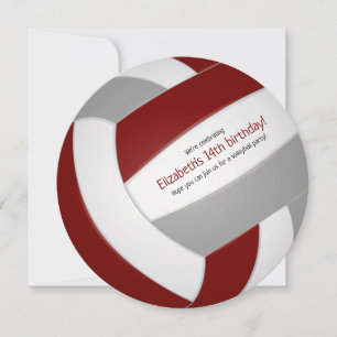 Maroon grey kids teens volleyball celebration announcement