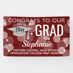 Maroon Grey Modern Bubble Congrats Grad Graduation Banner