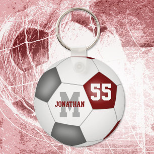maroon grey school colours boys girls soccer ball key ring