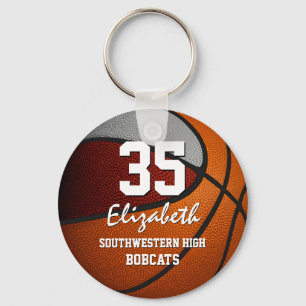 Maroon grey school colours girls boys basketball key ring