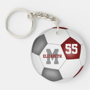 maroon grey school team colours girls boys soccer key ring