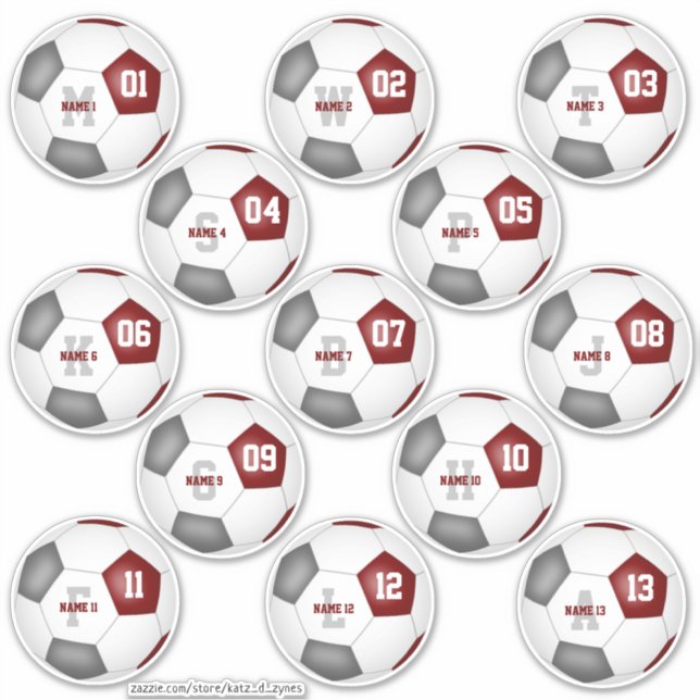 maroon grey soccer team colours 13 personalised (Front)