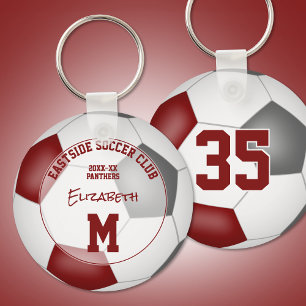maroon grey soccer team gifts kids sports key ring