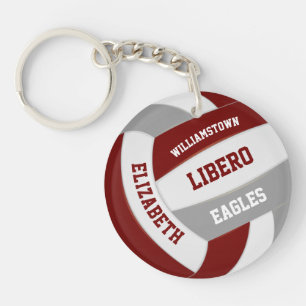 maroon grey team colours girls boys volleyball key ring