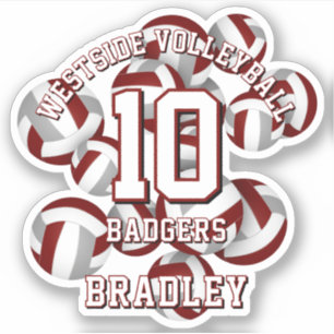 maroon grey team colours volleyballs kids name