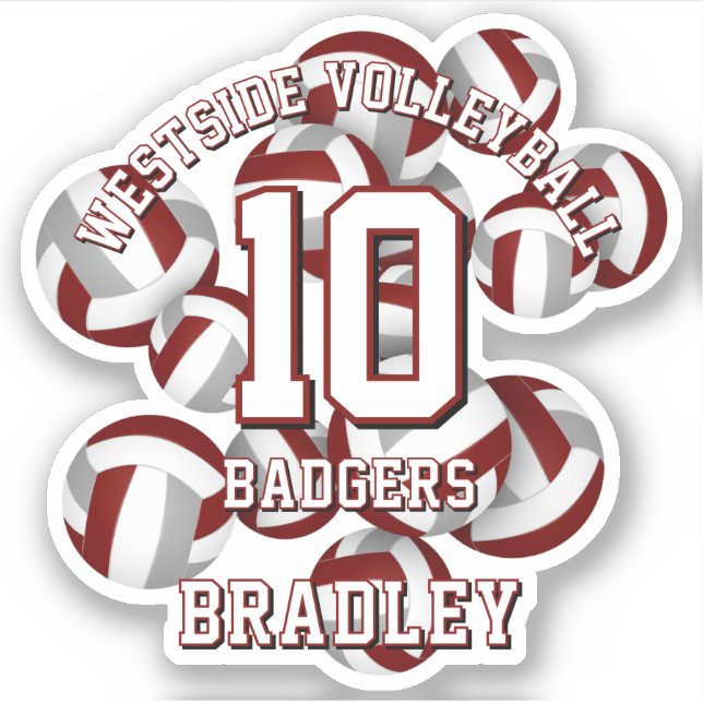 maroon grey team colours volleyballs kids name (Front)