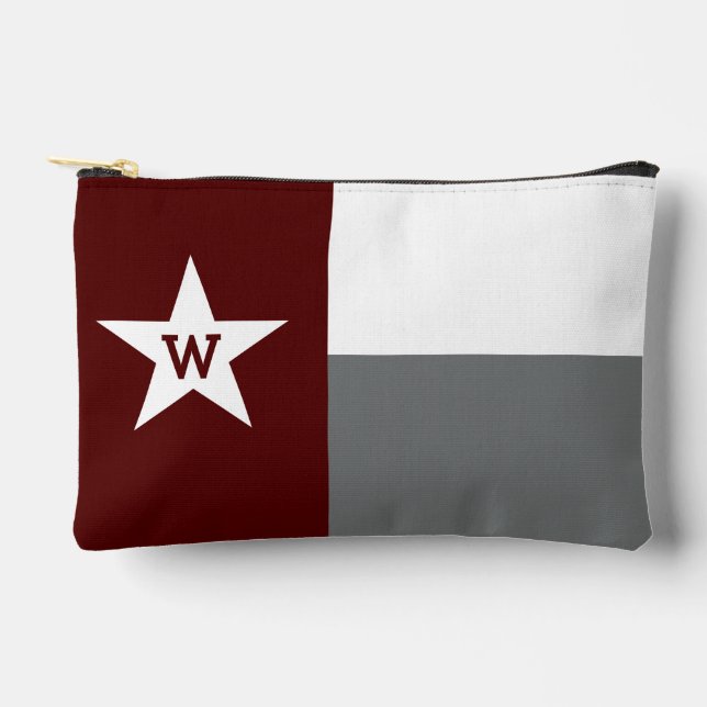 Maroon & Grey Texas Flag Accessory Pouch (Front)