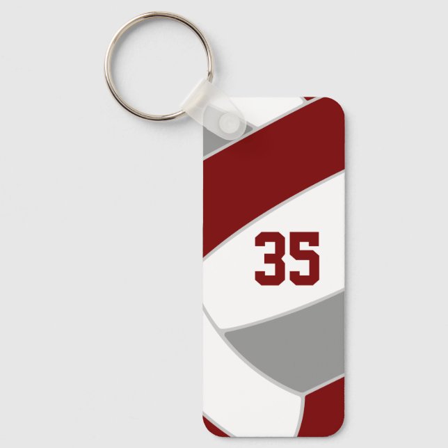 maroon grey volleyball club team spirit gifts key ring (Front)
