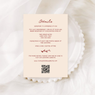 Maroon Hand Drawn Wedding Details Enclosure Card