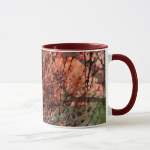 Maroon Handled Layered Trees Mug