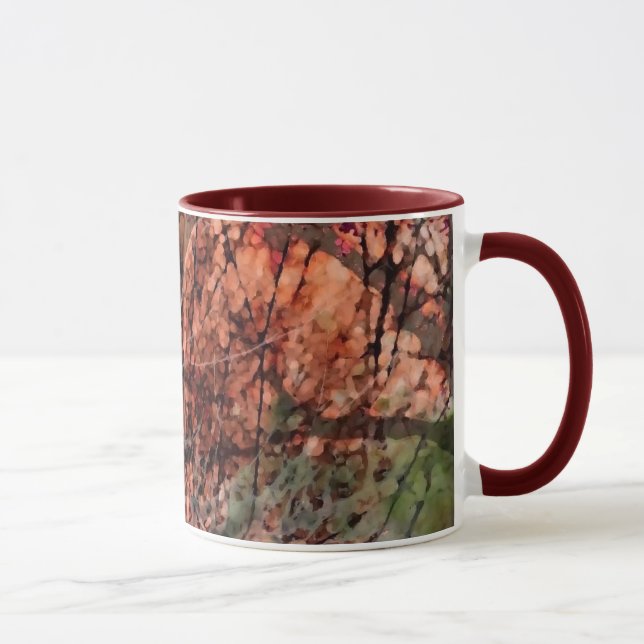 Maroon Handled Layered Trees Mug (Right)
