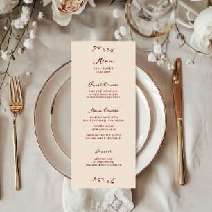 Maroon Handwritten Wedding Menu