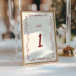 Maroon Handwritten Wedding Table Number<br><div class="desc">Introducing our Mediterranean inspired,  downloadable wedding table number design,  a perfect blend of elegance,  charm and whimsy to set the tone for your special day. Featuring a delicate,  hand-drawn botanical design in a beautiful shade of maroon,  this table number evokes the serene beauty and timeless romance of the Mediterranean.</div>