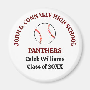 Maroon High School Baseball Player Personalised Magnet