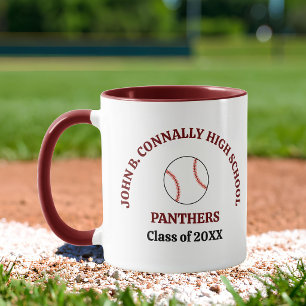 Maroon High School Baseball Player Personalised Mug